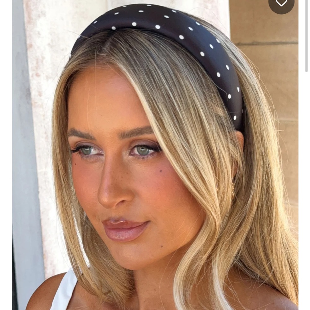 Brand New Polka Dot Padded Headband - Black